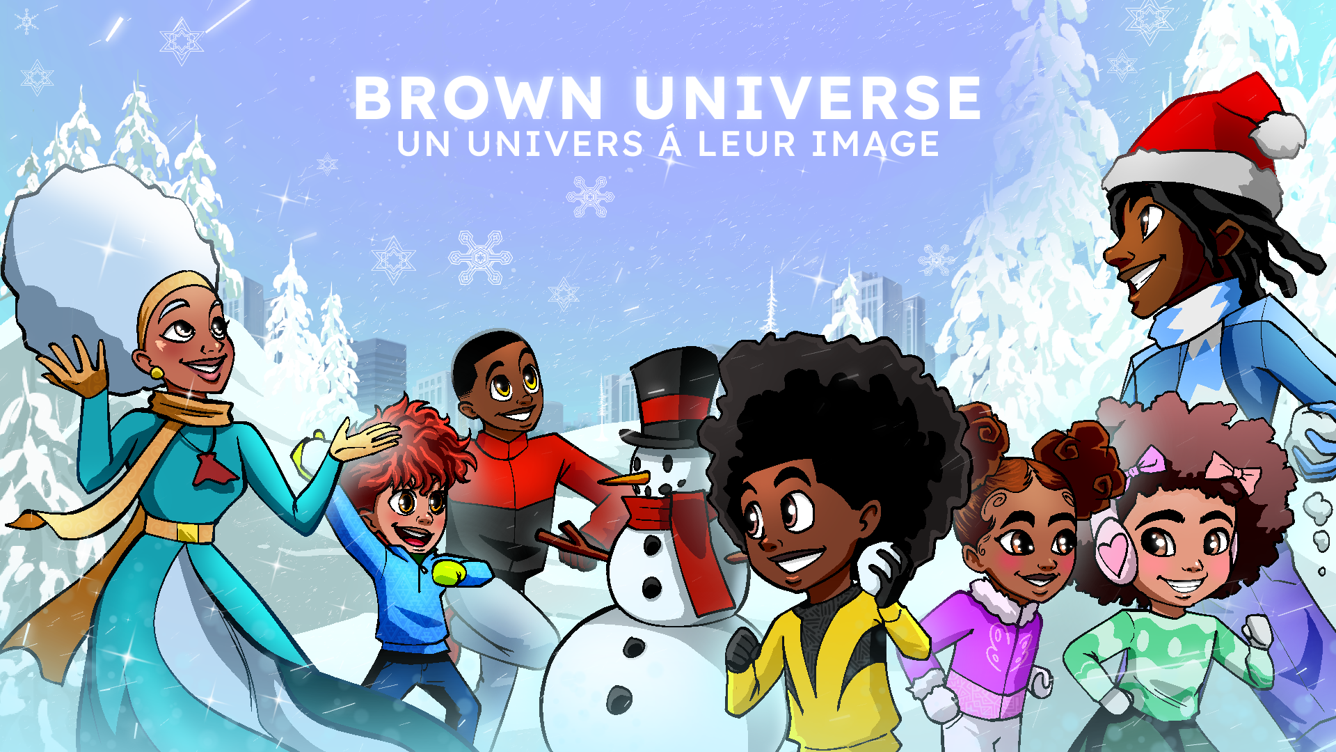 Illustration Brown Universe – univers jeunesse avec personnages noirs inspirants