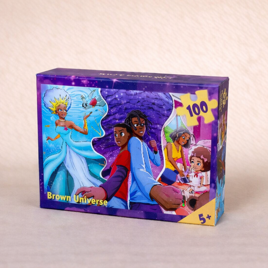 Puzzle 100 pièces Brown Universe, un jeu africain enfant pour moments en famille.