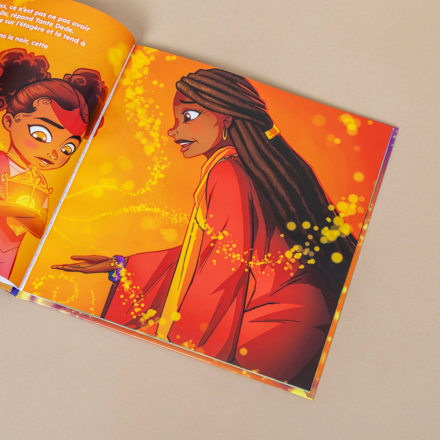 Image de la lampe du courage dans le livre enfant afro héros noirs, montrant des personnages vivants et colorés.