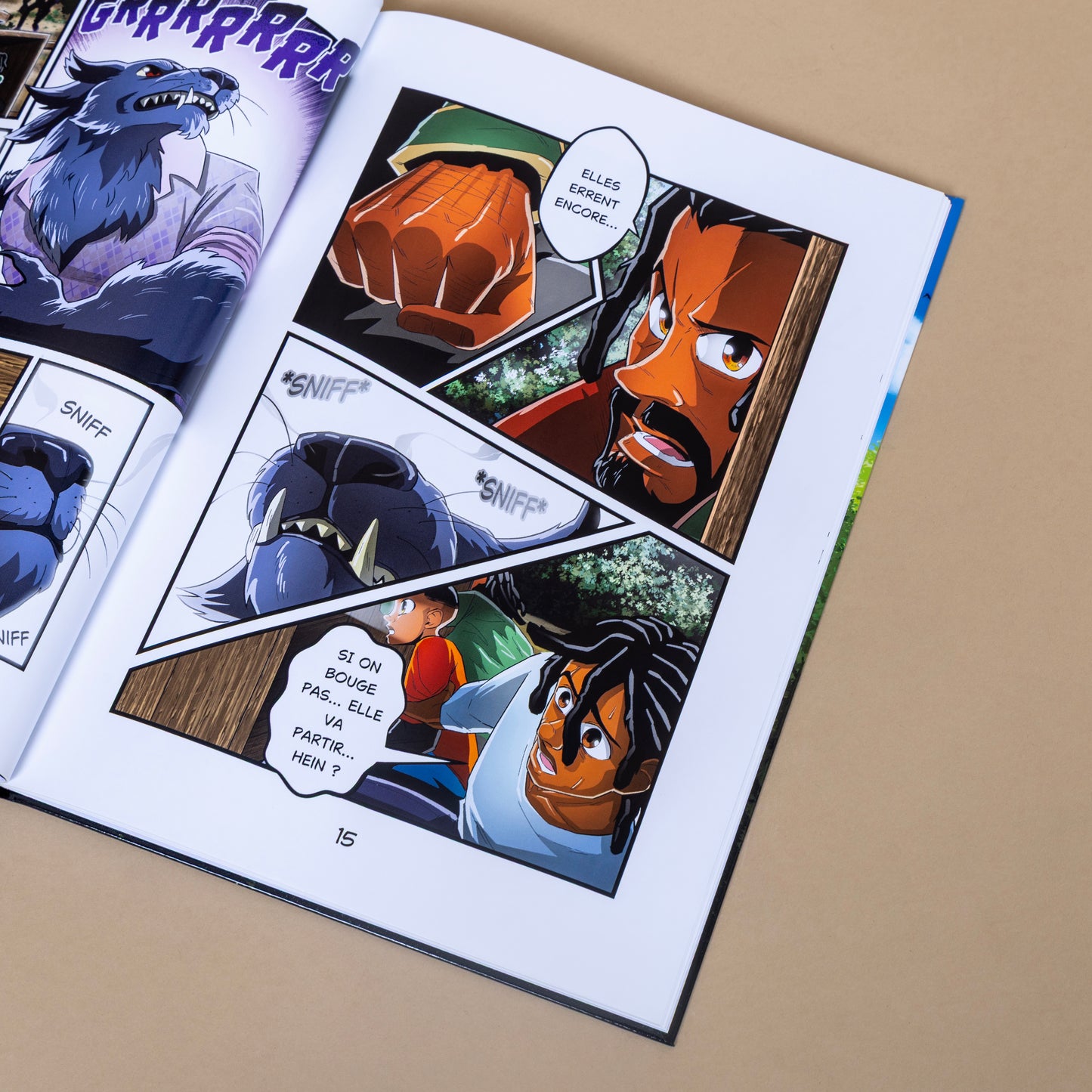 Image tirée du livre jeunesse africaine Nathan & Loucas 2, montrant des personnages en action dans une scène dramatique.